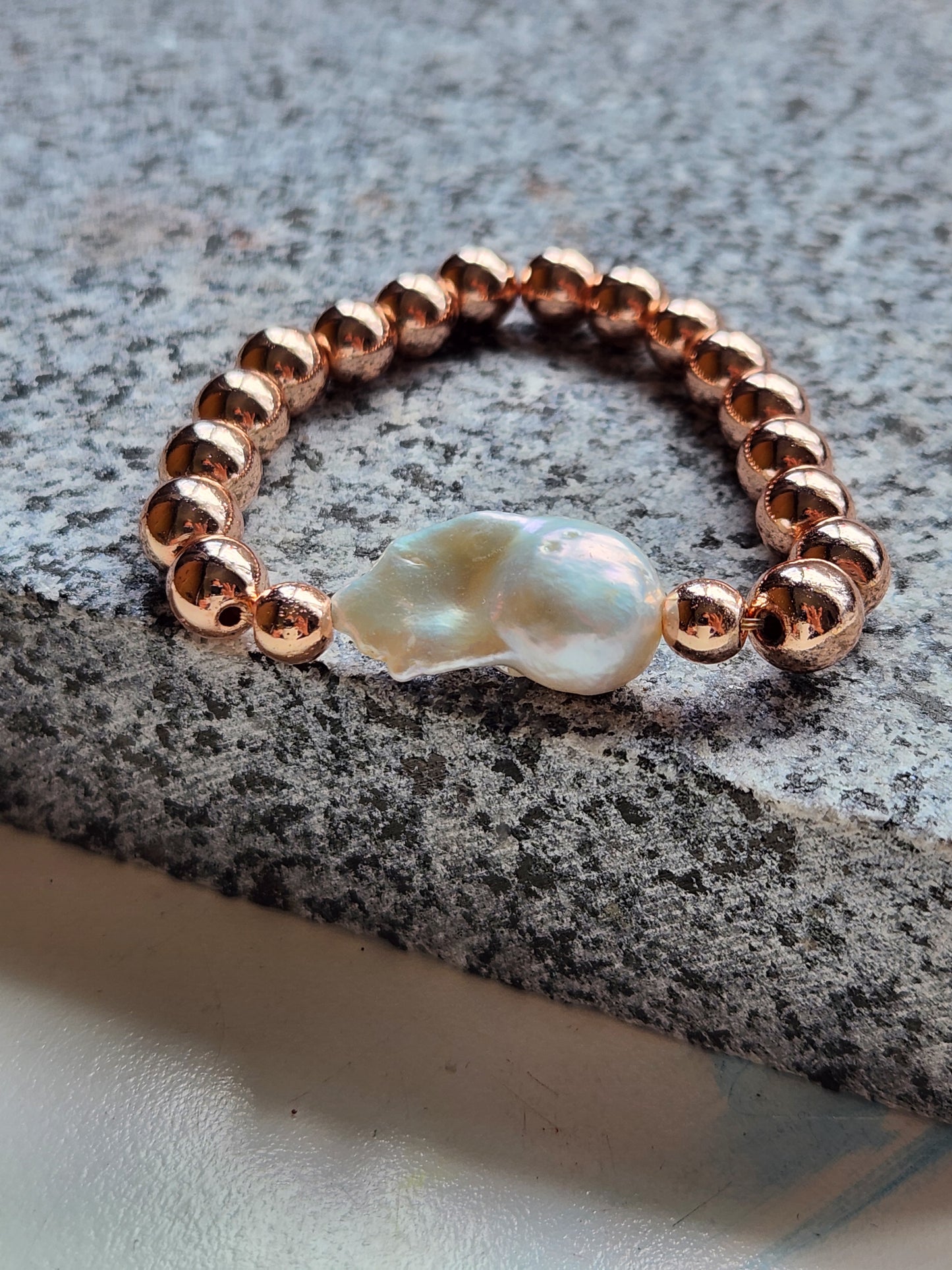 Strength Rose Gold Baroque Pearl Bracelet