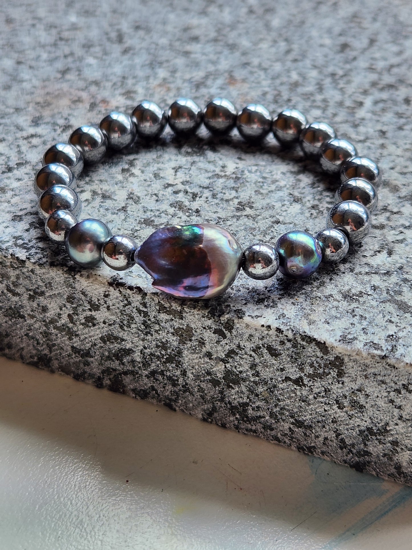 Strength Gunmetal Baroque Pearl Bracelet