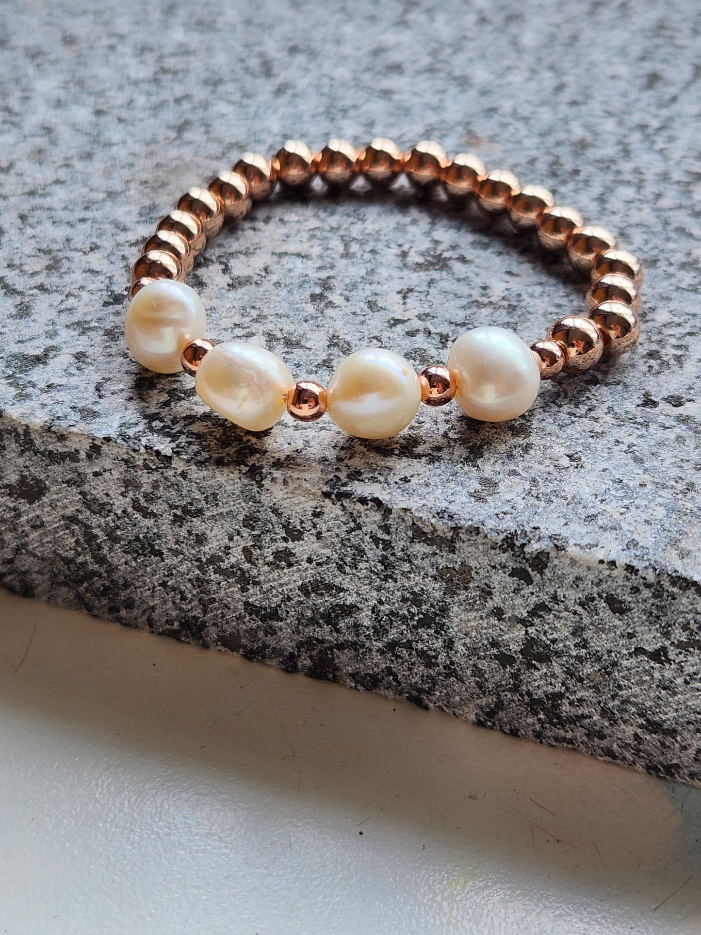 Strength Rose Gold Pearl Bracelet