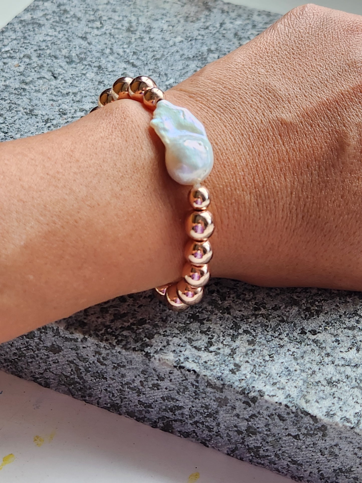Strength Rose Gold Baroque Pearl Bracelet