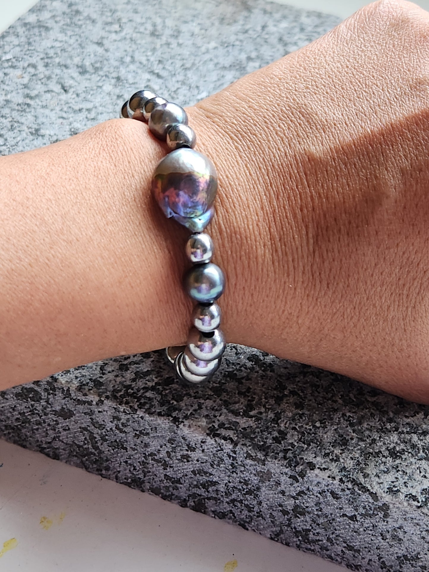 Strength Gunmetal Baroque Pearl Bracelet