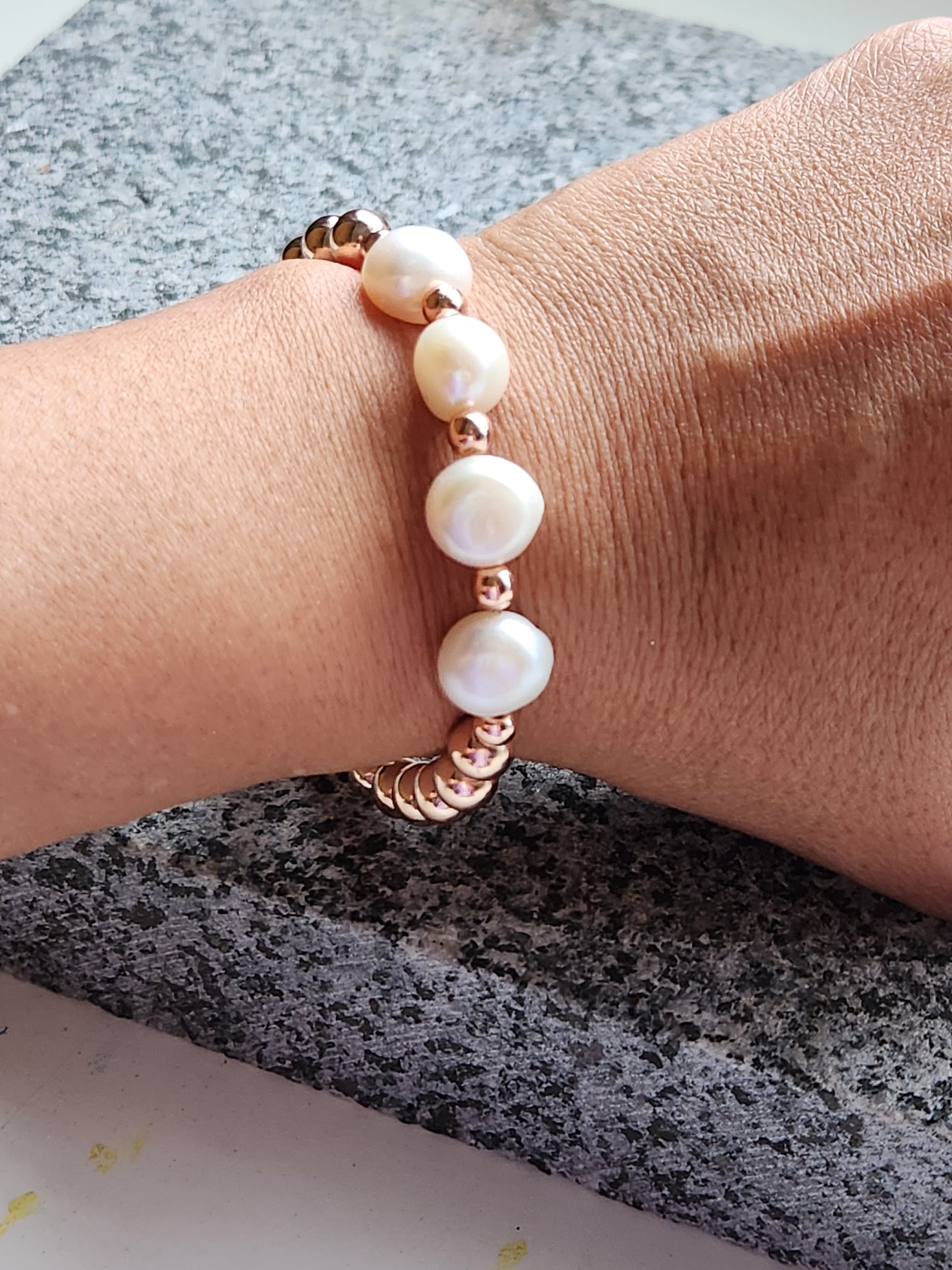 Strength Rose Gold Pearl Bracelet