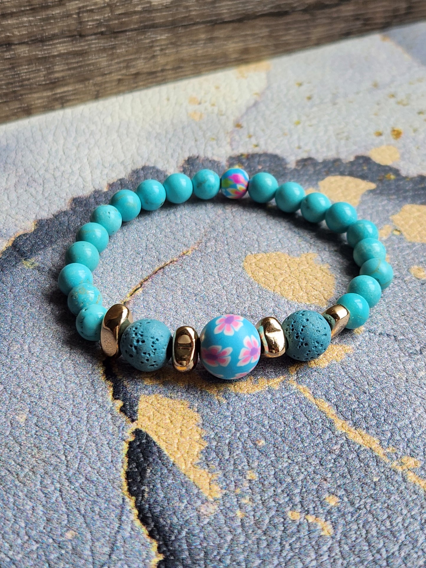 Spring Scent Turquoise & blue Lava stone diffuser bracelet