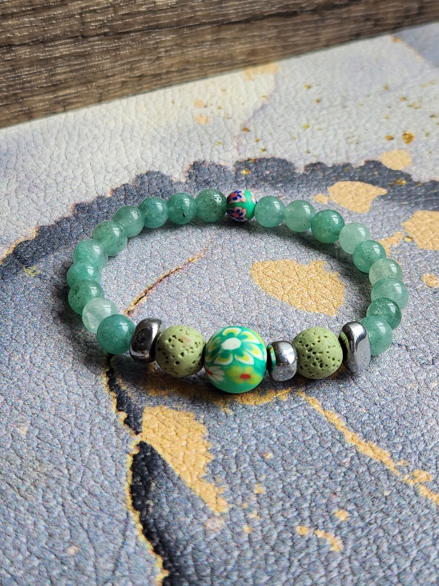 Spring Scent Amazonite & green Lava stone diffuser bracelet