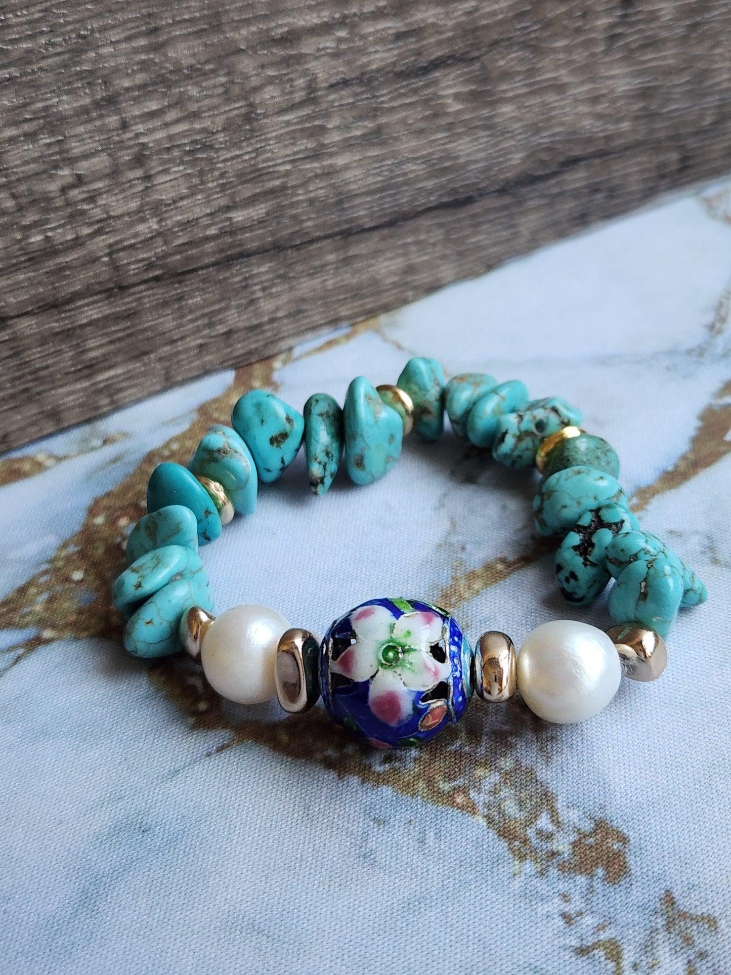 Anak Peranakan Turquoise and Pearl Bracelet