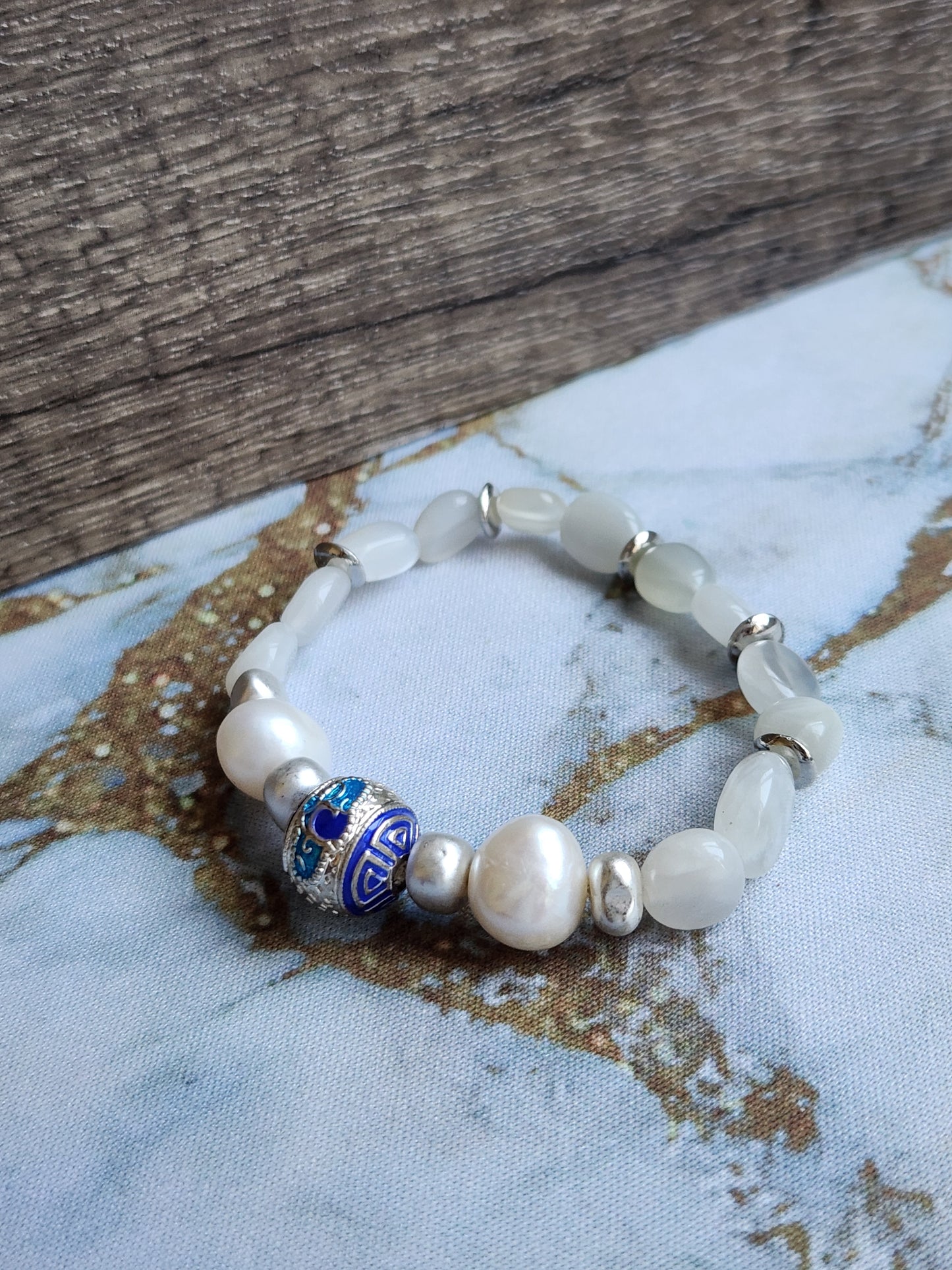 Anak Peranakan Moonstone and Pearl Bracelet