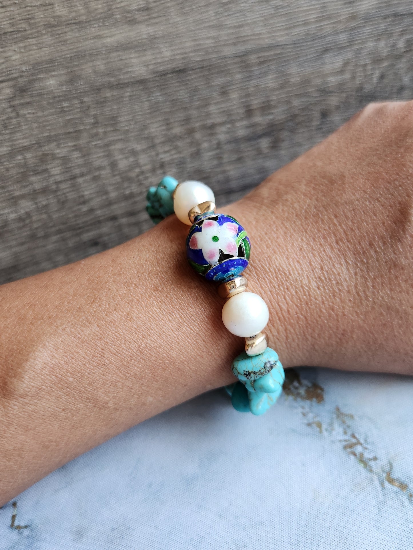 Anak Peranakan Turquoise and Pearl Bracelet