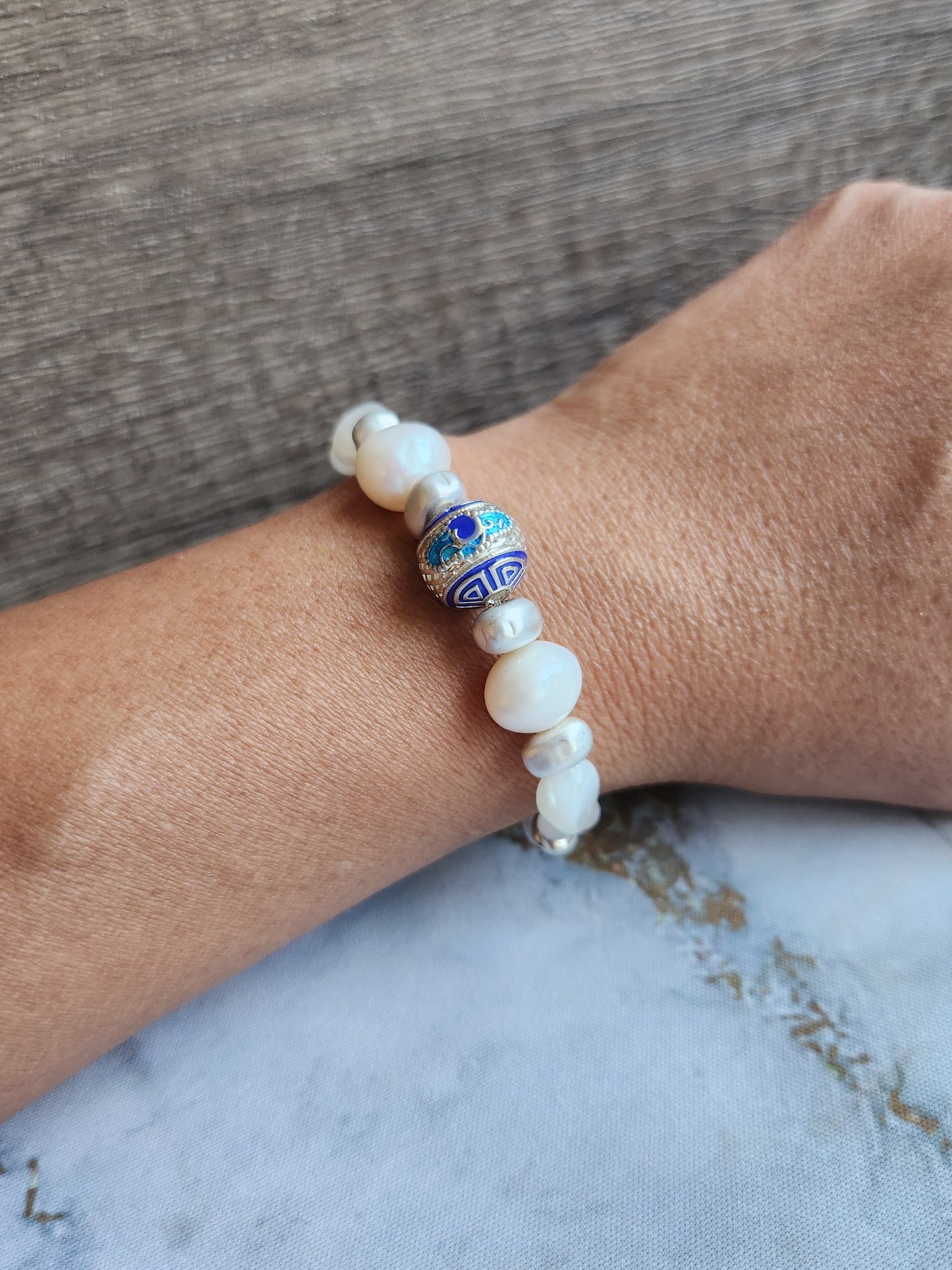 Anak Peranakan Moonstone and Pearl Bracelet