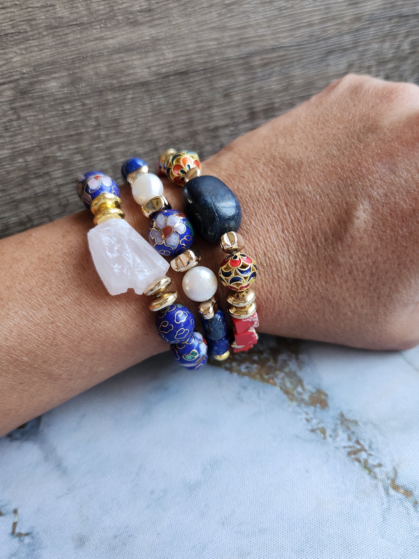 Anak Peranakan Red Jasper and Lapis Lazuli Bracelet
