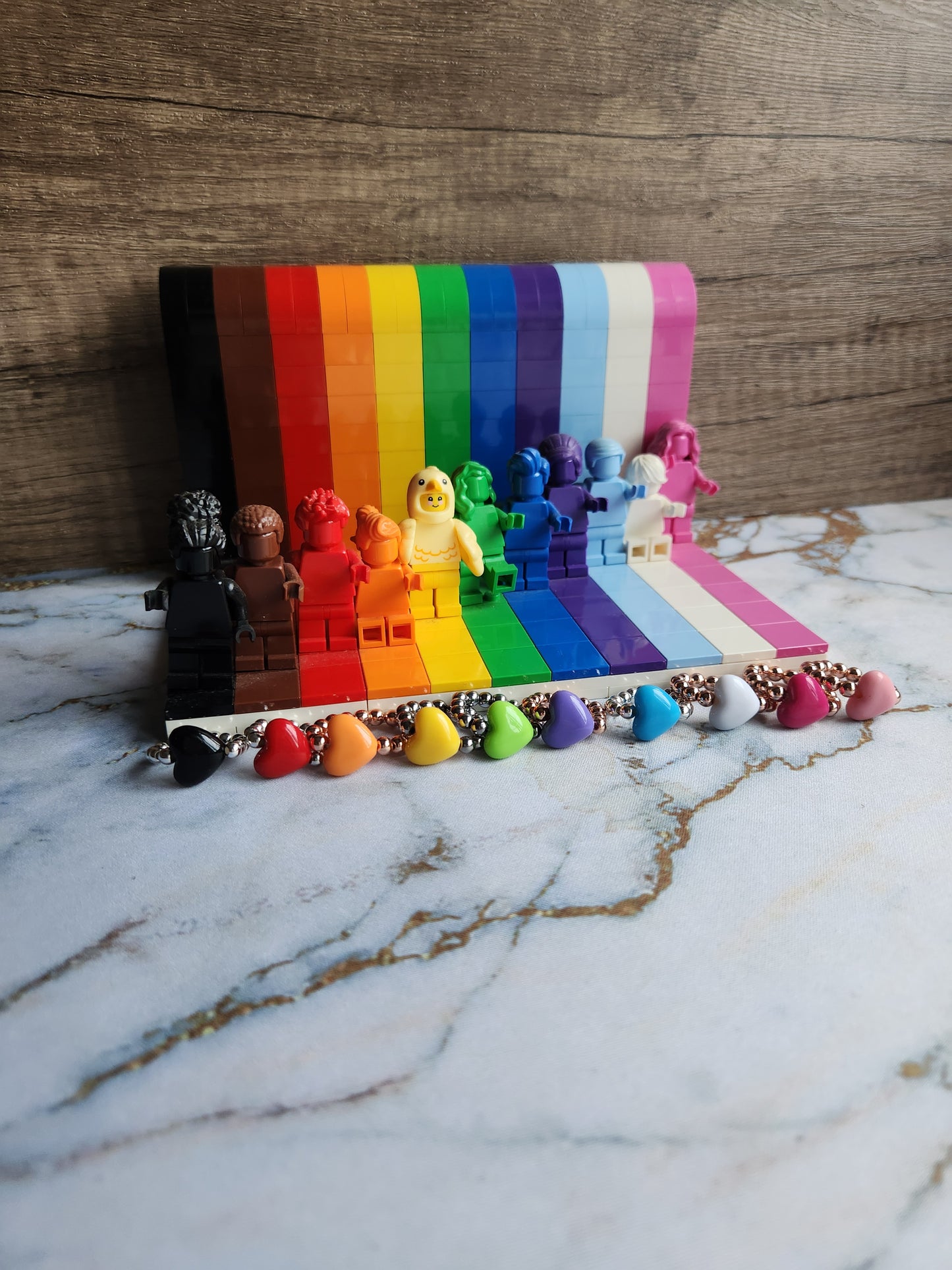 Rainbow Shell and Obsidian Bracelet