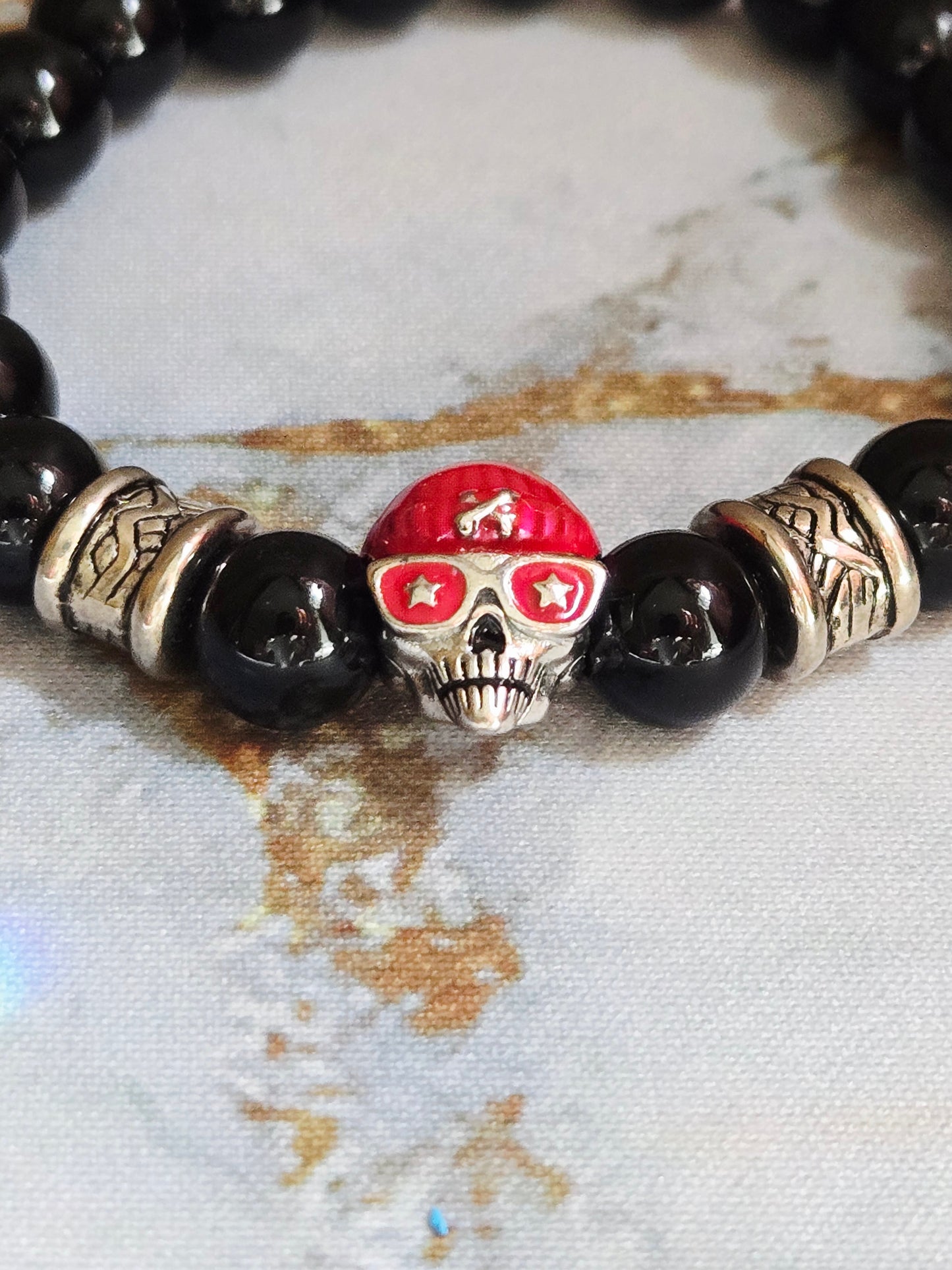Onyx Skull Bracelet