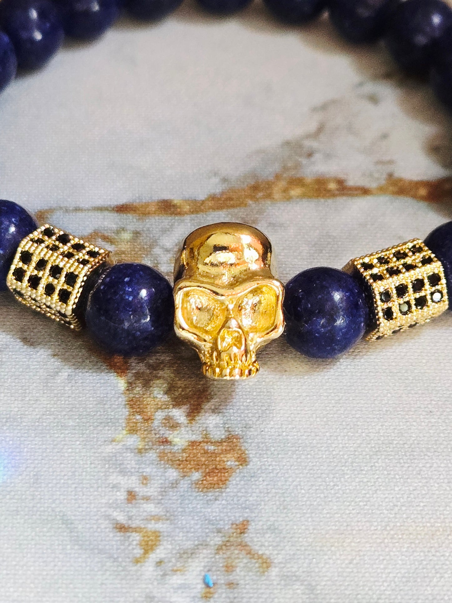 Lapis Lazuli Skull Bracelet