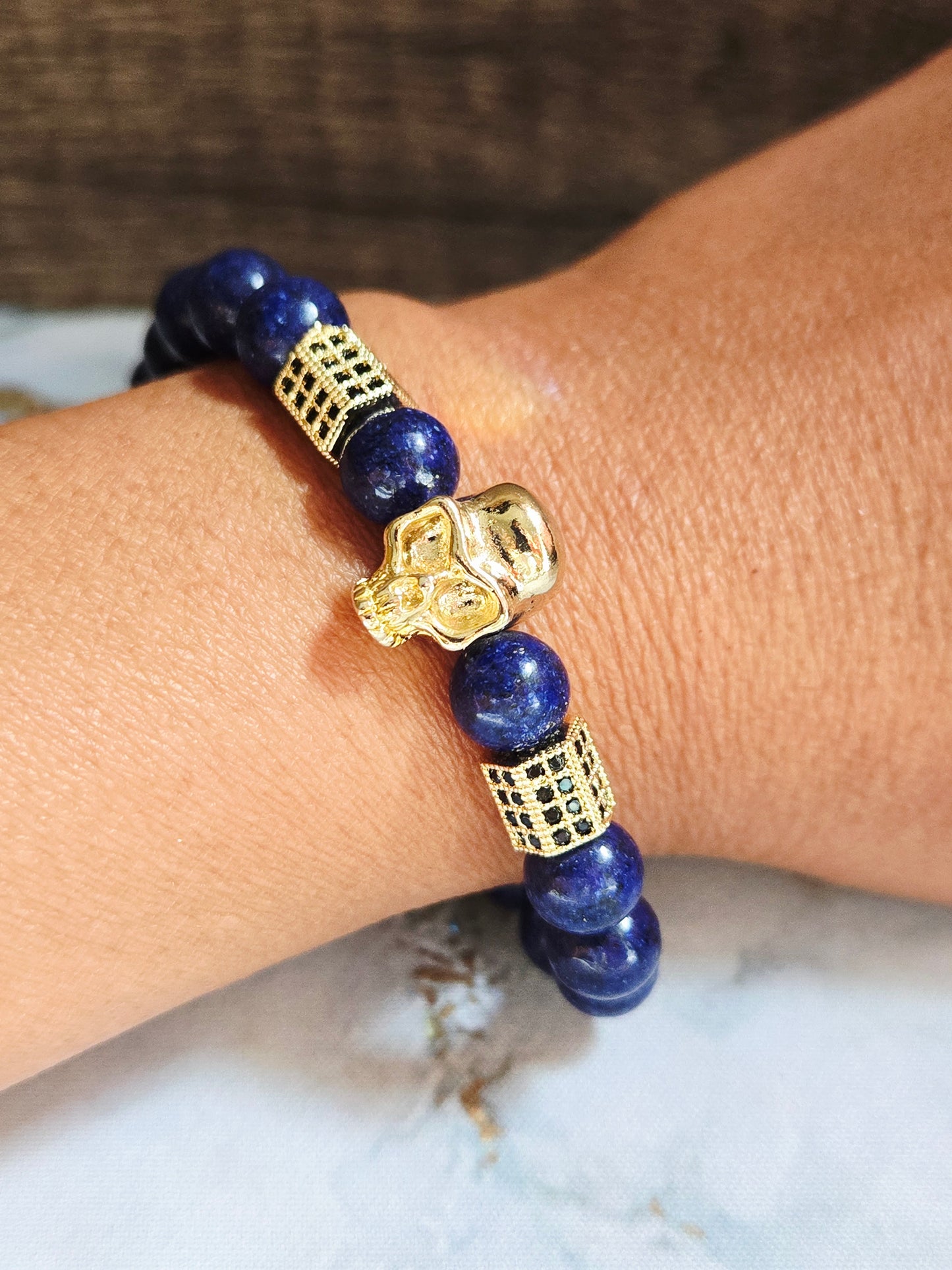 Lapis Lazuli Skull Bracelet