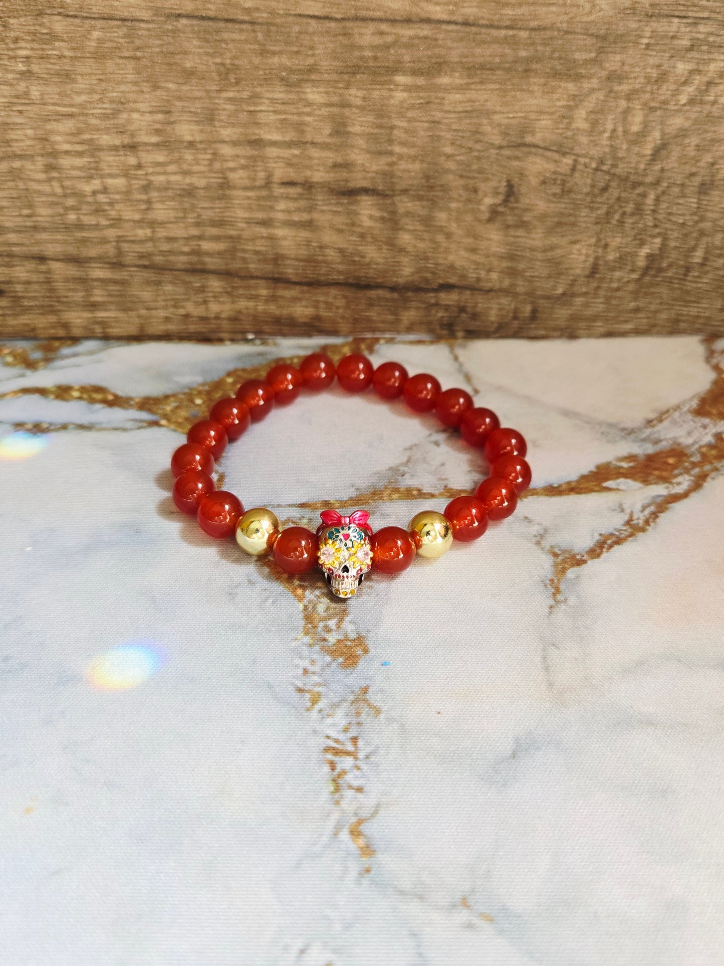 Carnelian Skull Bracelet