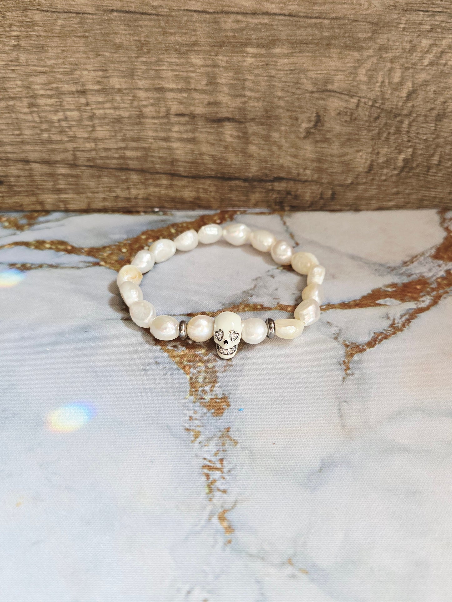 Pearl Skull Bracelet