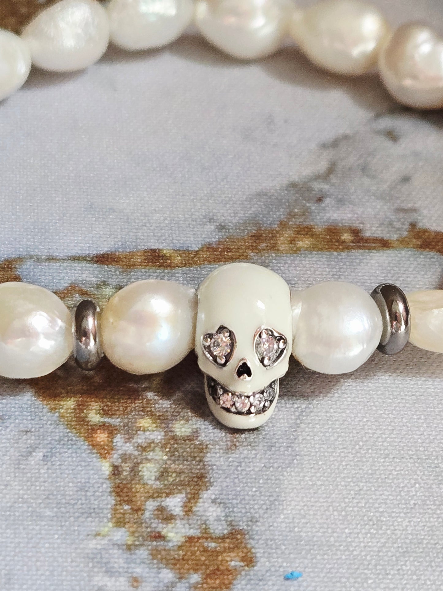 Pearl Skull Bracelet