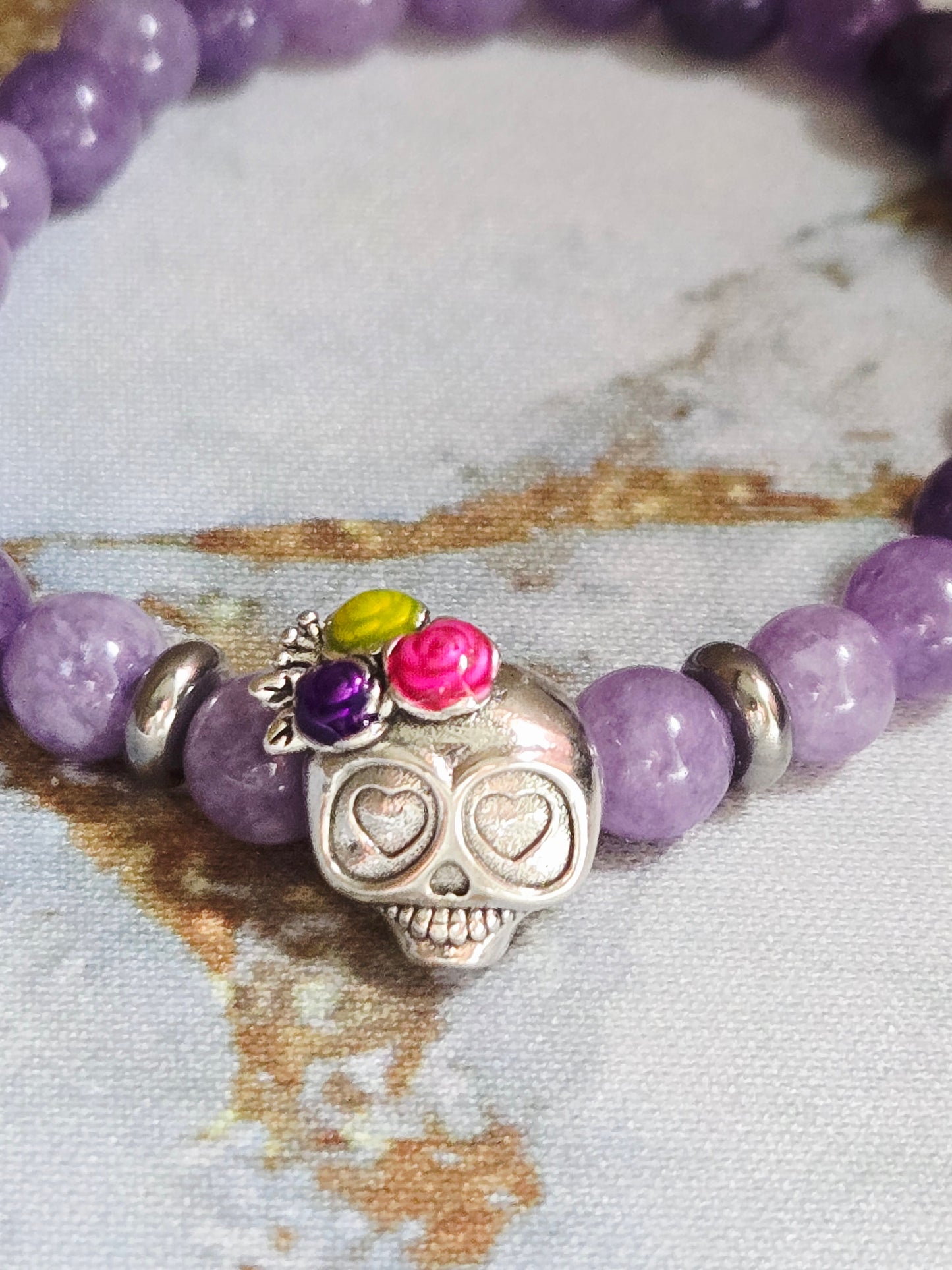 Amethyst Skull Bracelet