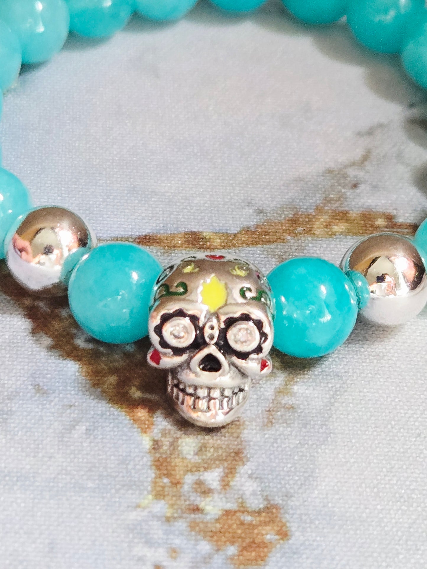 Amazonite Skull Bracelet