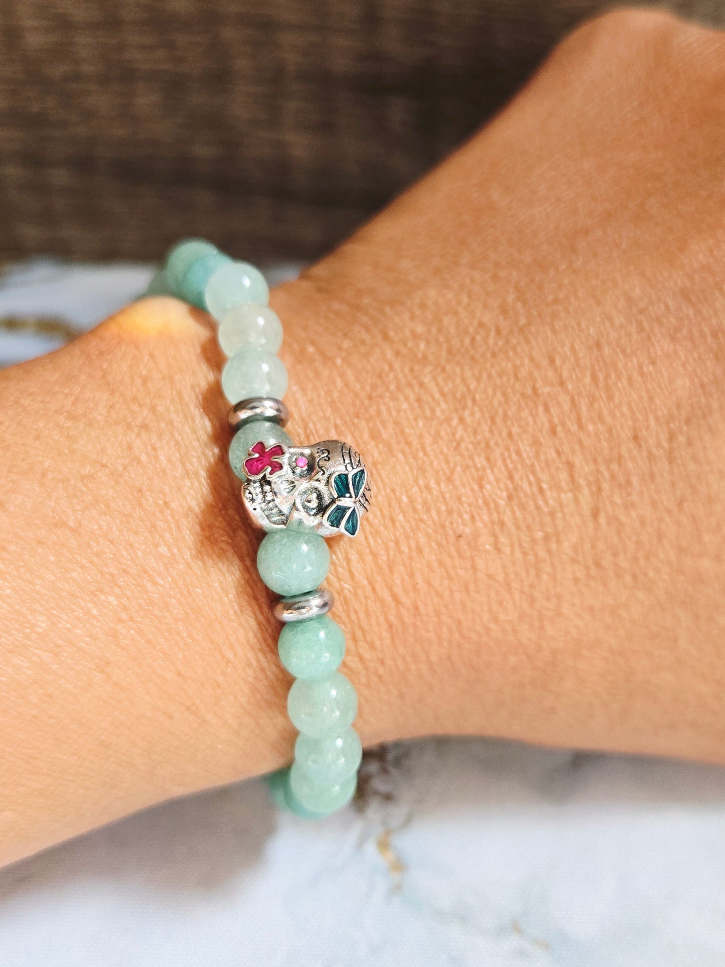 Green Aventurine Skull Bracelet