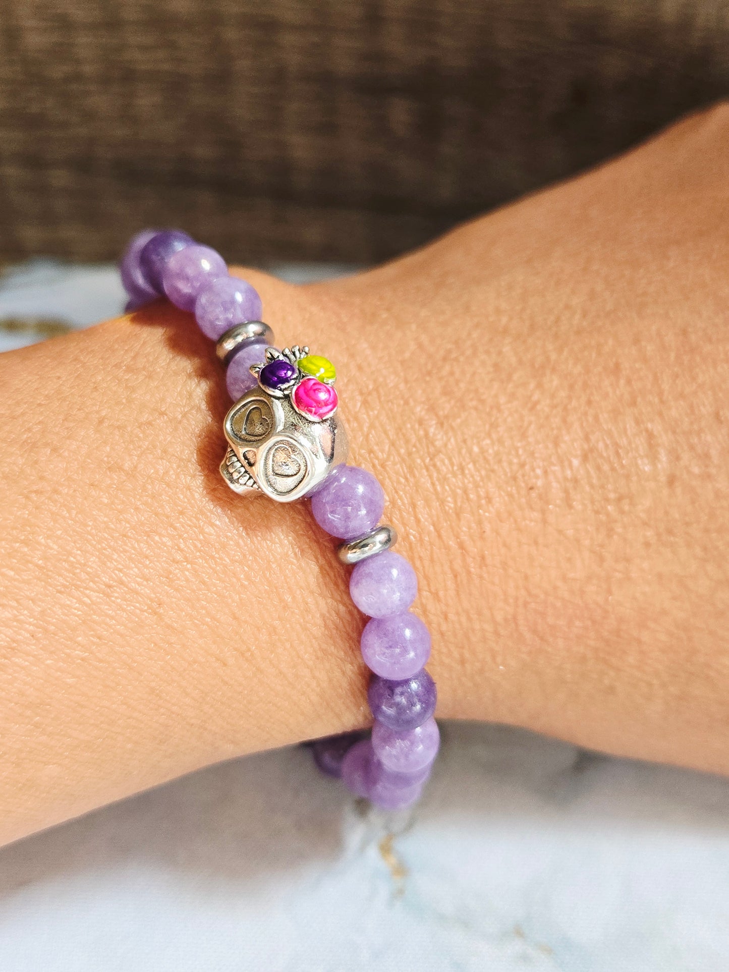 Amethyst Skull Bracelet