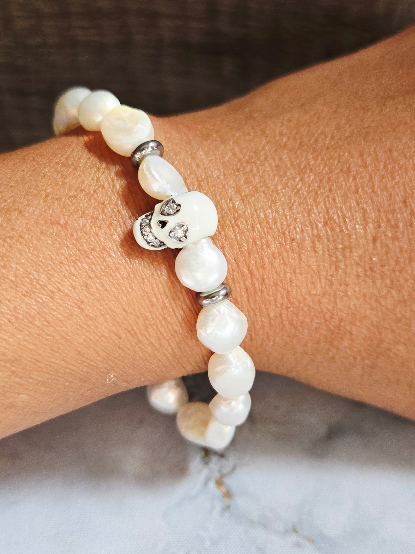 Pearl Skull Bracelet