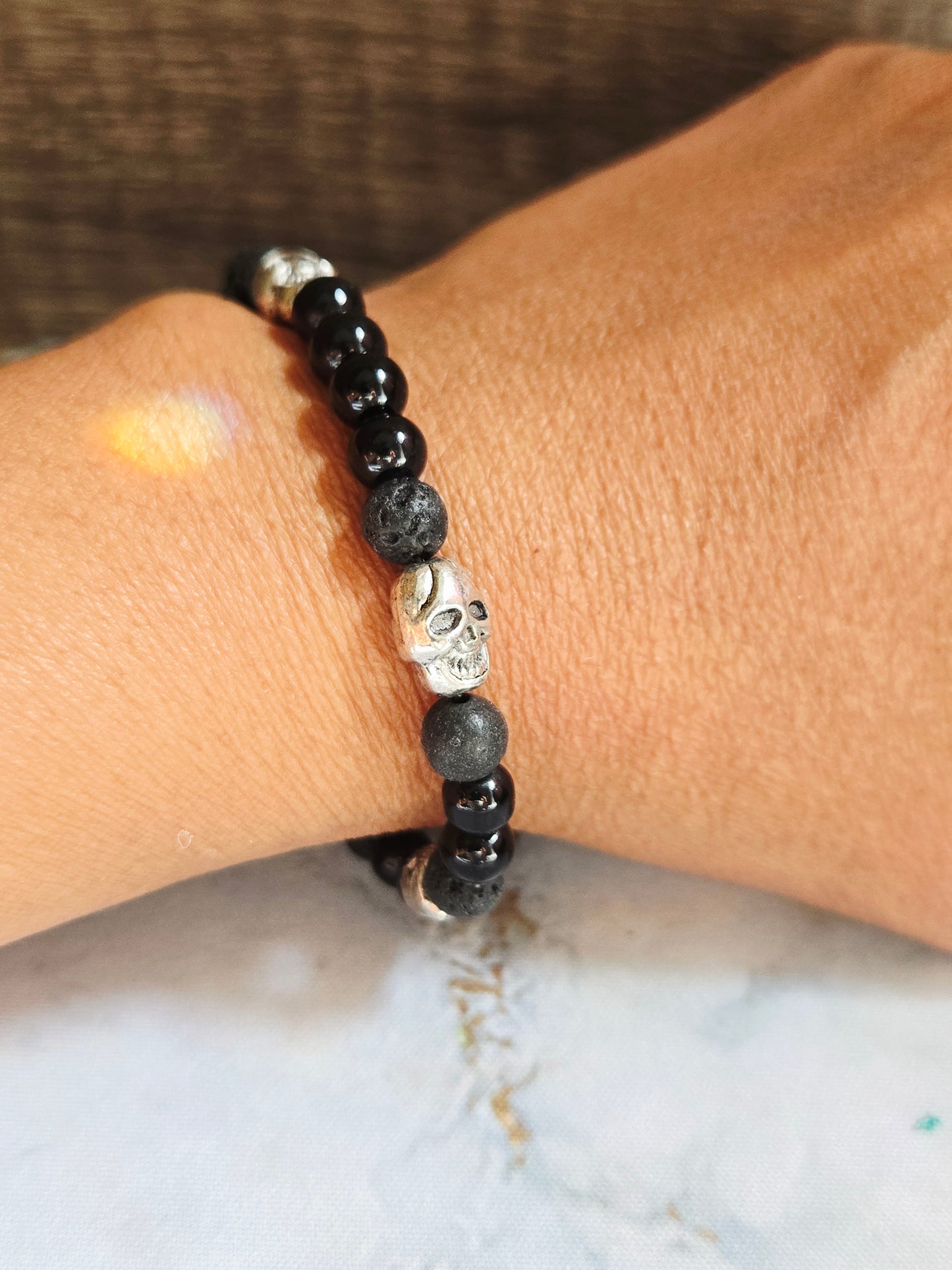 Onyx Skull Bracelet