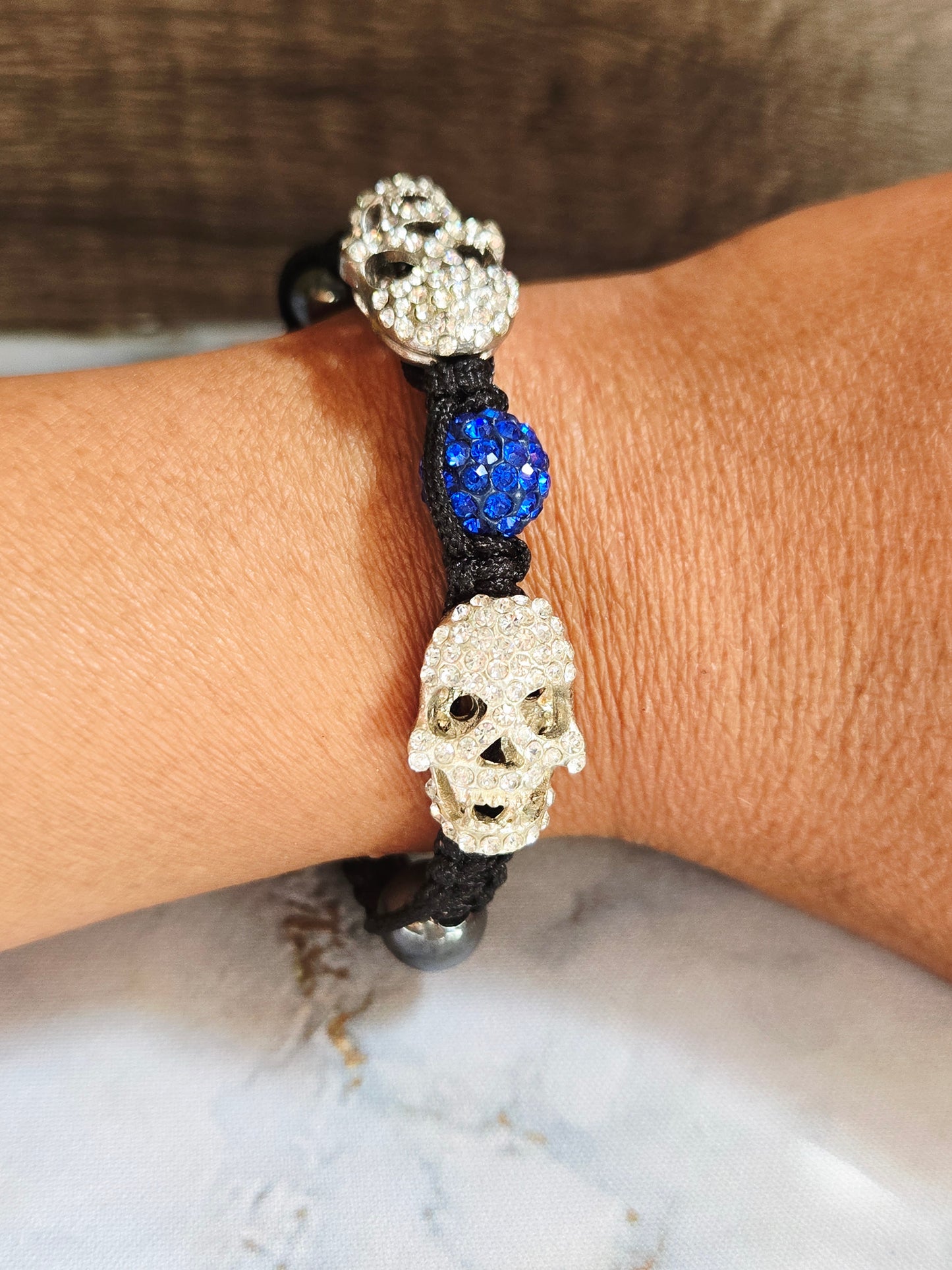 Blue Crystal Skull Bracelet