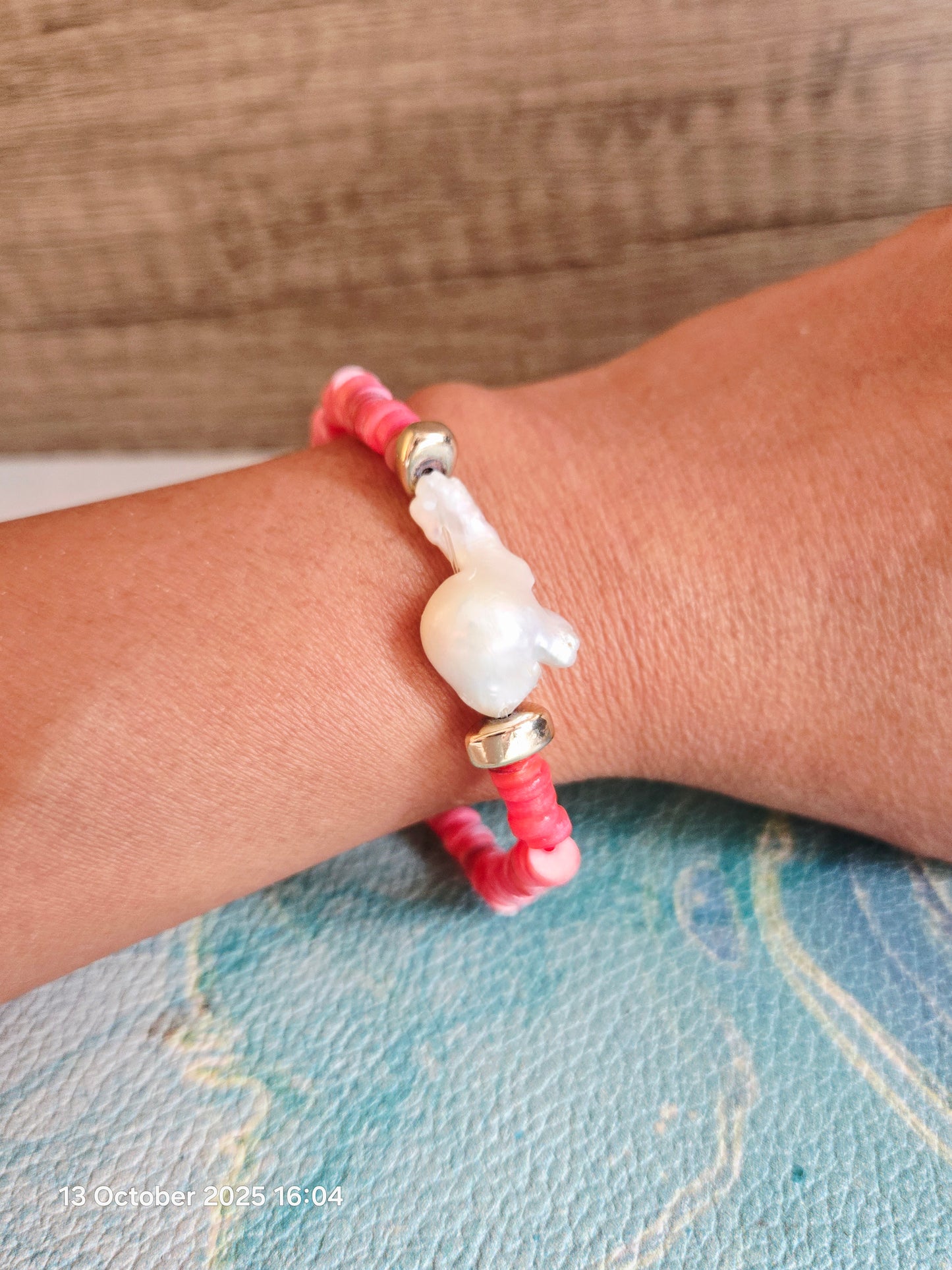 Boho Mermaid Red Shell Baroque Bracelet