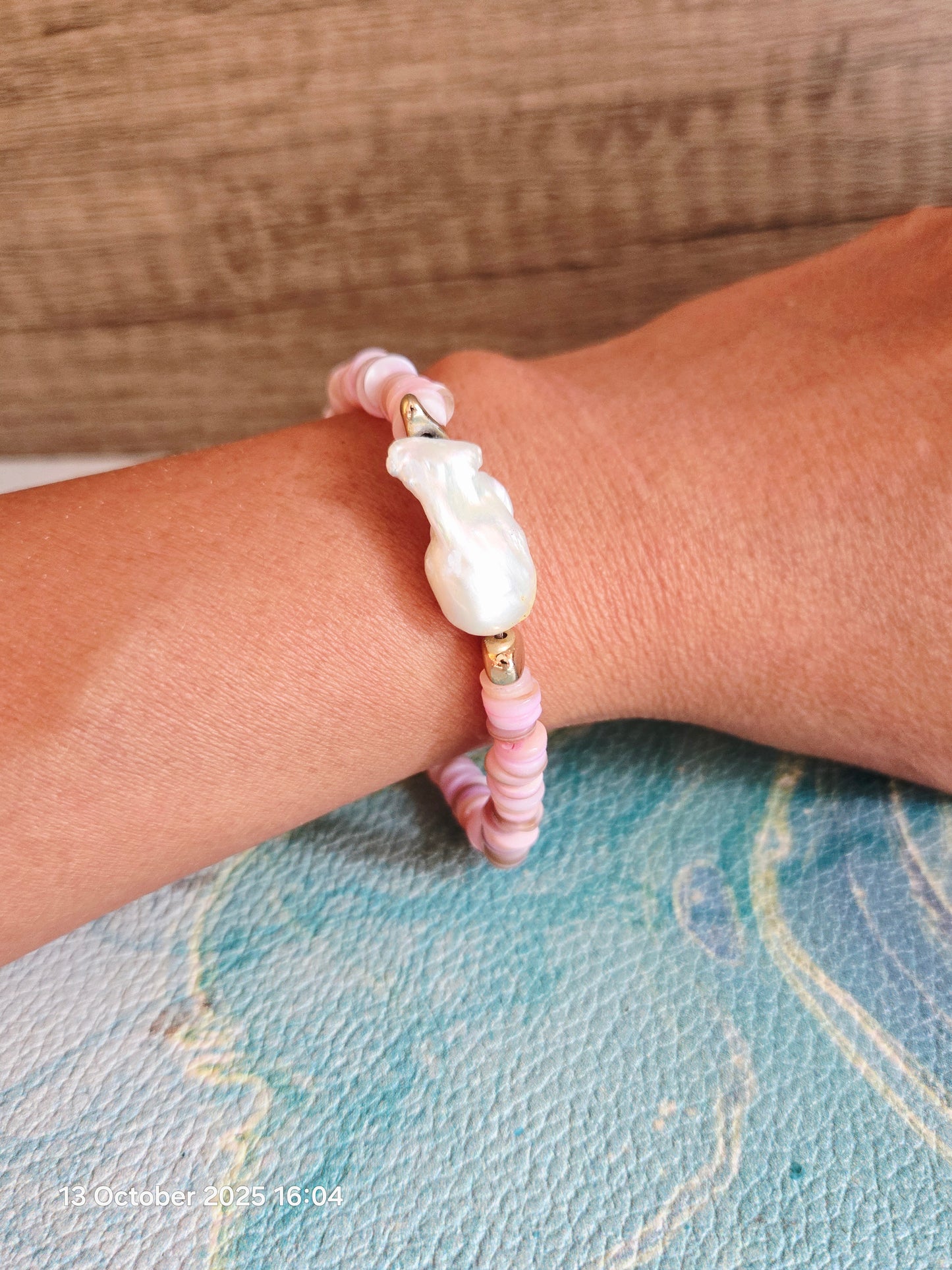 Boho Mermaid Pink Shell Baroque Bracelet
