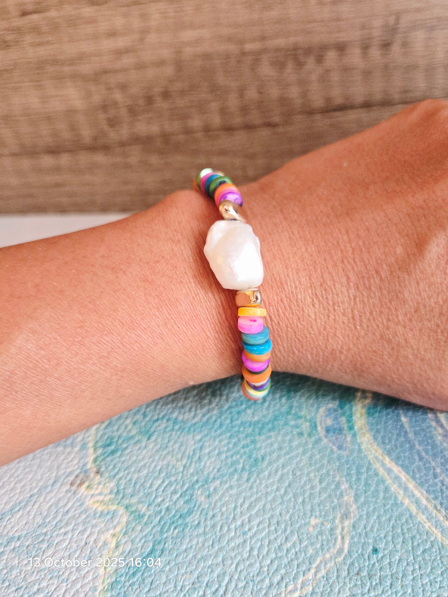 Boho Mermaid Rainbow Shell Baroque Bracelet
