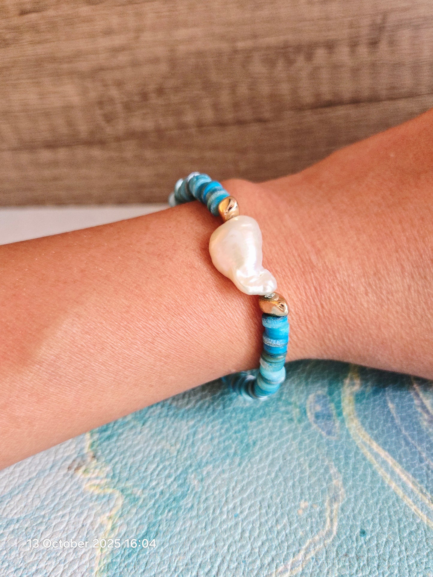 Boho Mermaid Blue Shell Baroque Bracelet