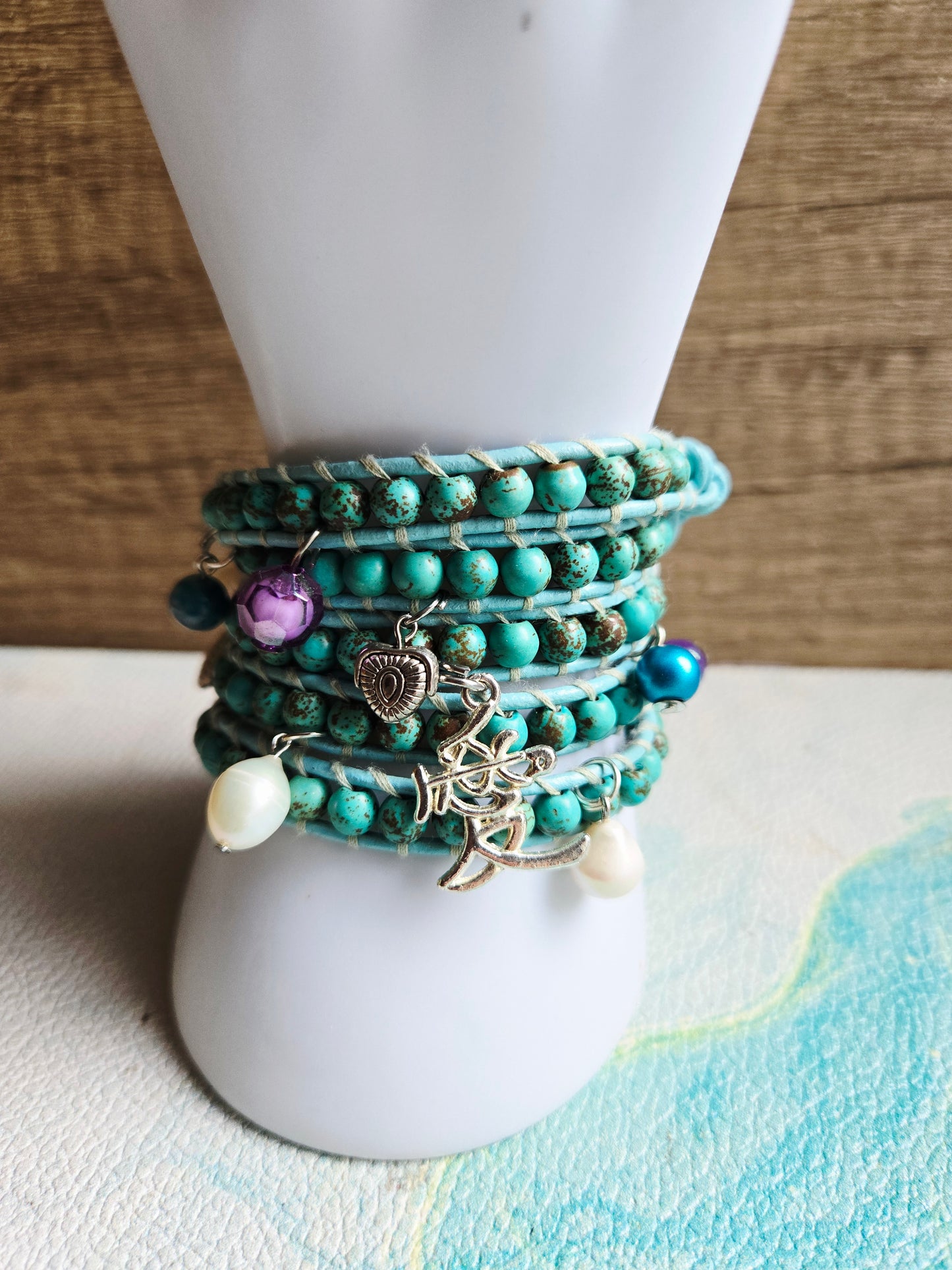 Boho Mermaid Turquoise Wrap Leather Bracelet