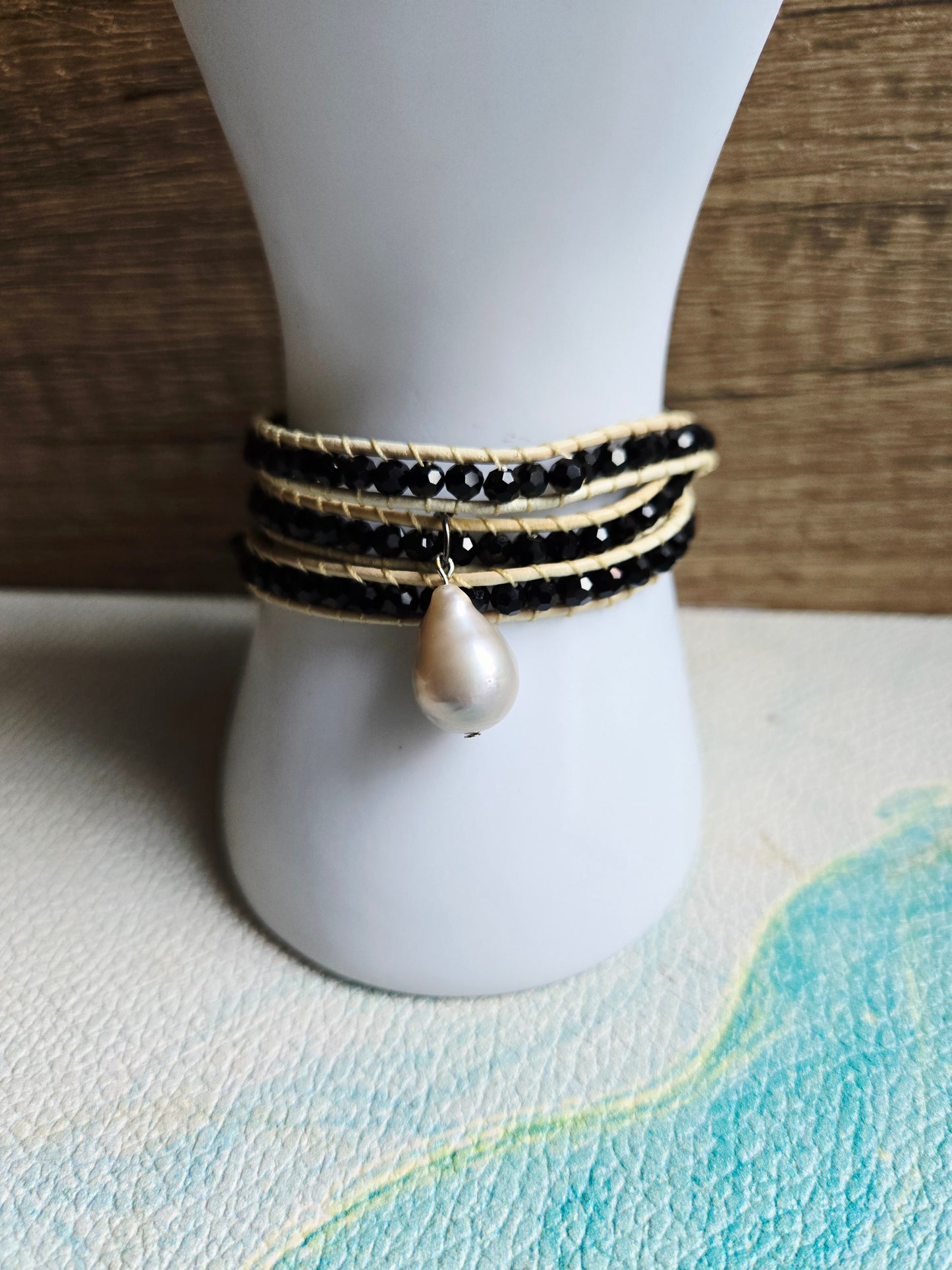 Boho Mermaid Baroque Pearl Wrap Leather Bracelet