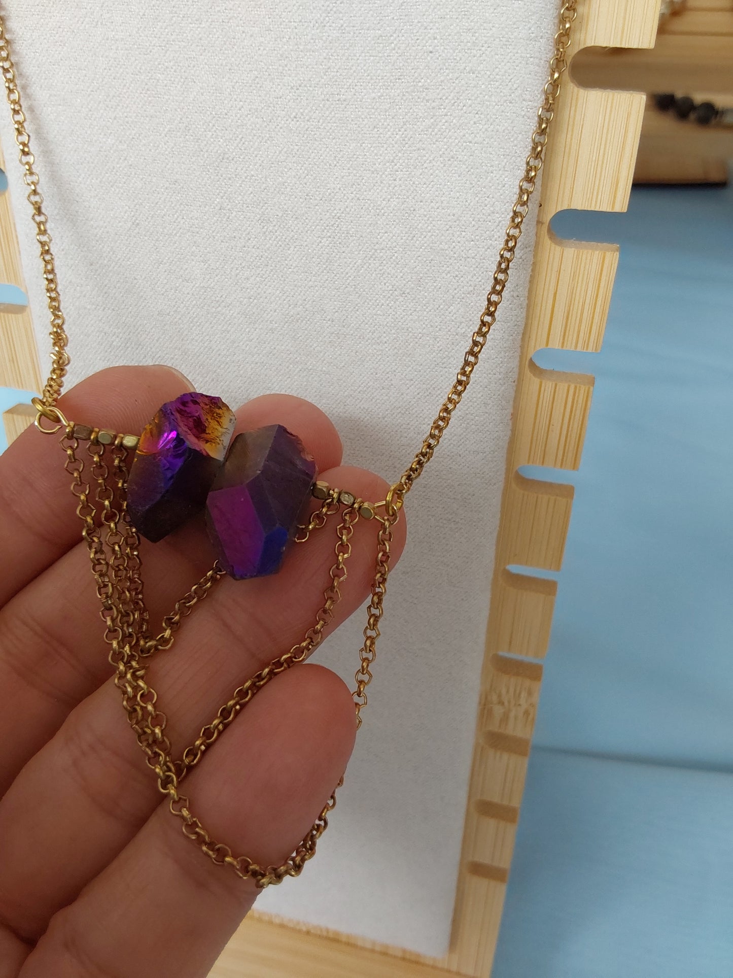 Purple Aura Titanium Quartz Necklace