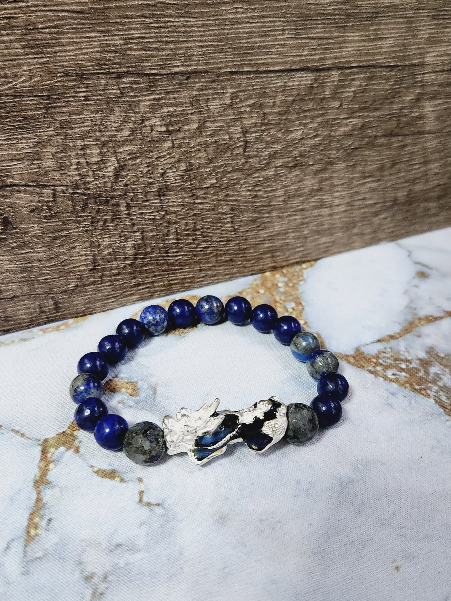 Labradorite, Lapis Lazuli and Sodalite Pixiu bracelet
