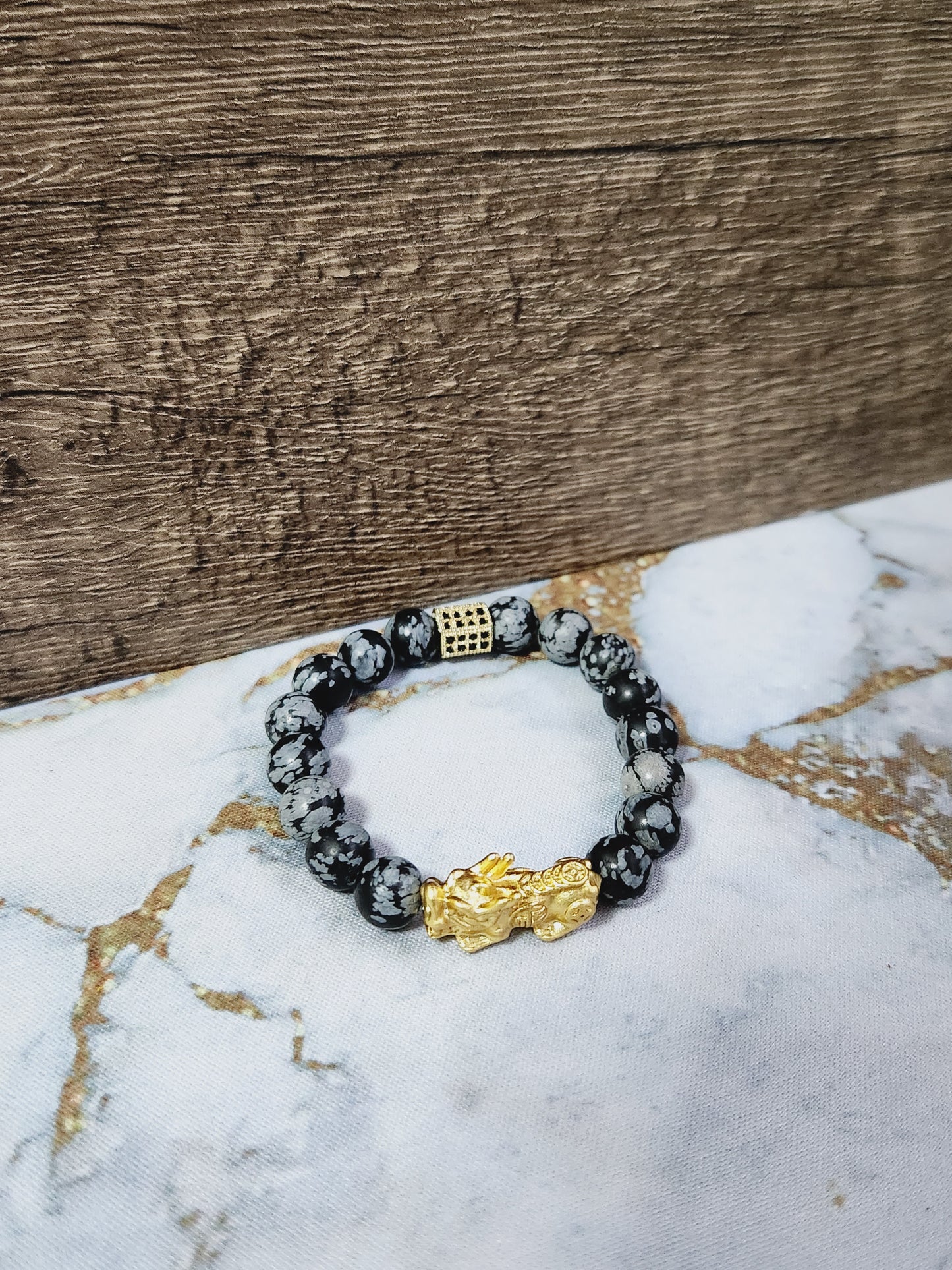 Snowflake Obsidian Pixiu bracelet