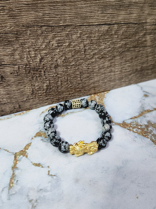 Snowflake Obsidian Pixiu bracelet