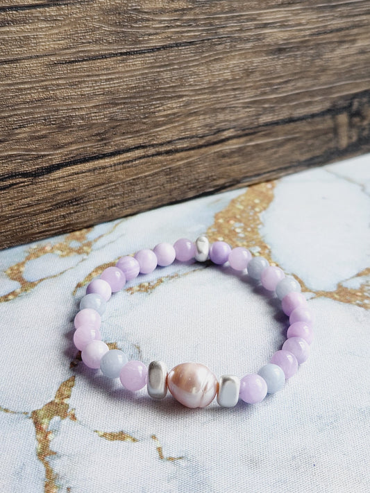 Aquamarine, Amethyst and Pearl Bracelet