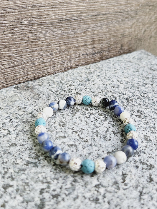 Sodalite, Lapis Lazuli & blue lava stone bracelet