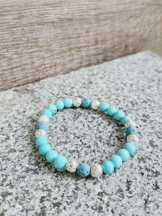 Turquoise & blue lava stone bracelet