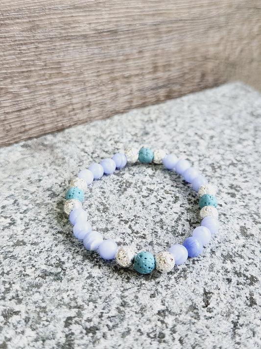 Blue lace agate & blue lava stone bracelet