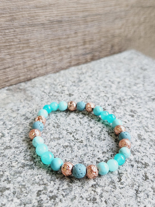 Turquoise, Amazonite & blue lava stone bracelet