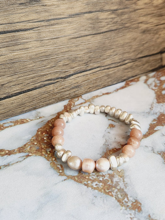 Sunstone and Pearl Bracelet