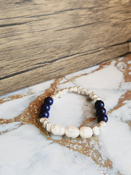 Lapis Lazuli and Pearl Bracelet