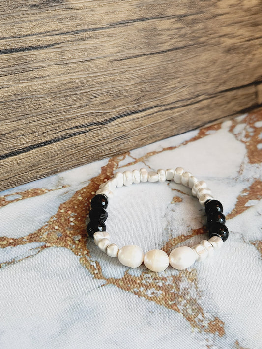 Onyx and Pearl Bracelet