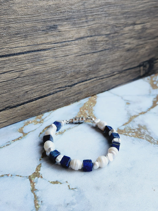 Lapis Lazuli and Pearl Bracelet
