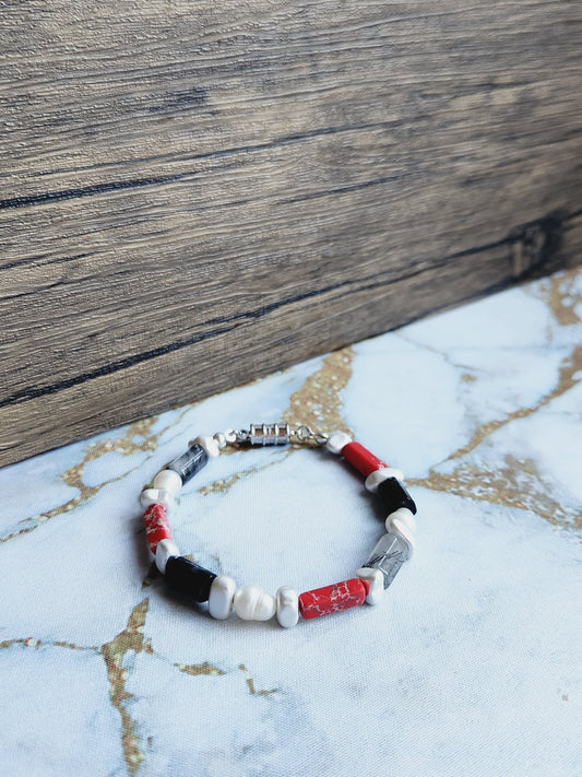 Red Jasper, Tourmaline and Pearl Bracelet