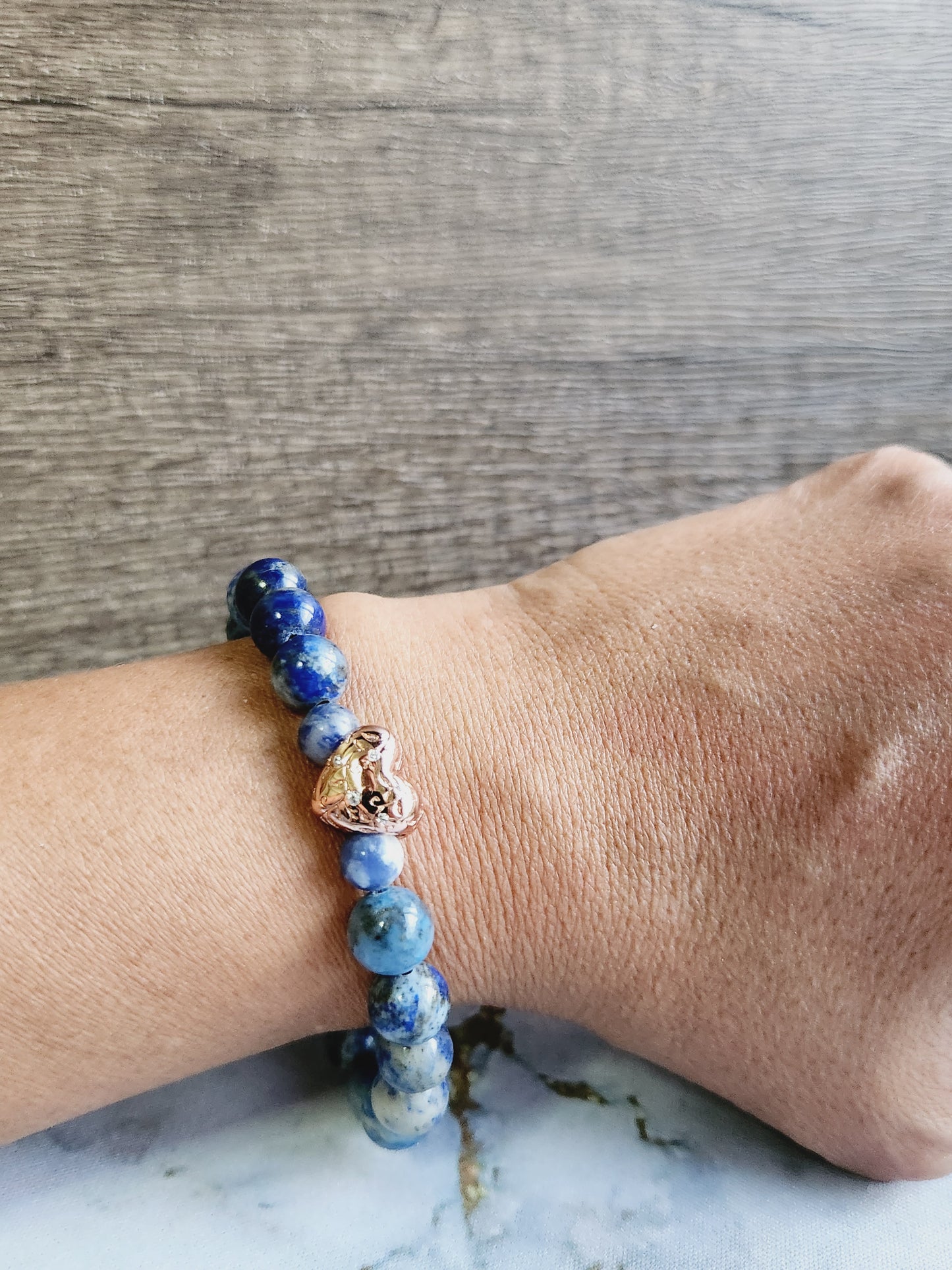 Sodalite Bracelet with Heart Charm