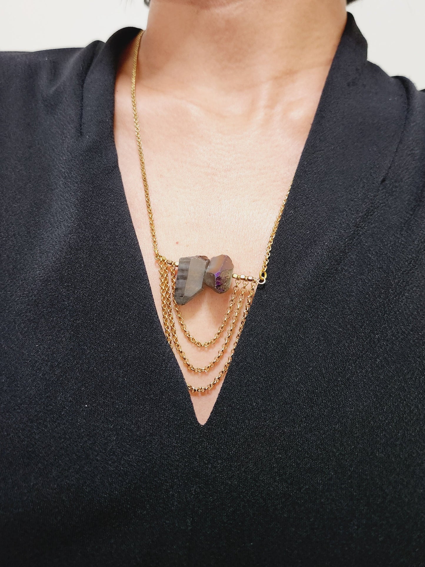 Purple Aura Titanium Quartz Necklace