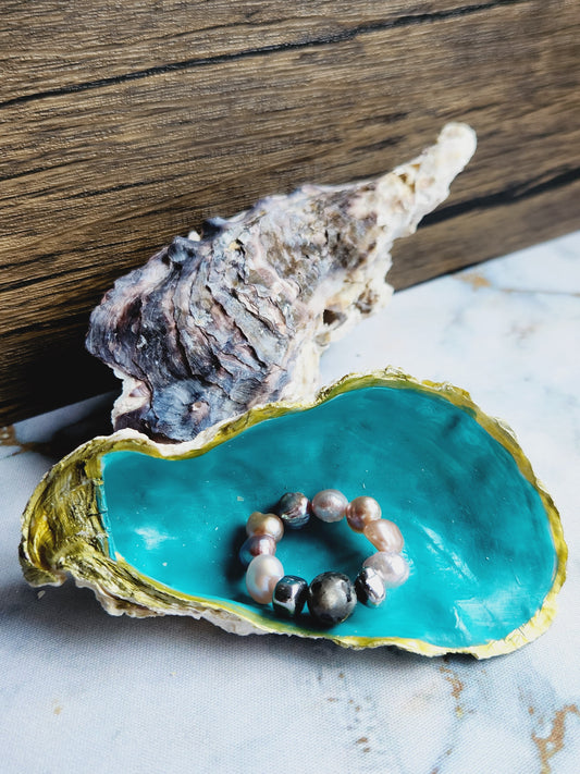 Labradorite and Pearl Ring